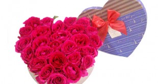 bunga mawar pink valentine dalam box bentuk love