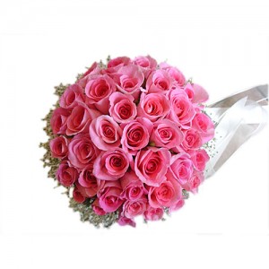 buket bunga pernikahan mawar pink merah muda