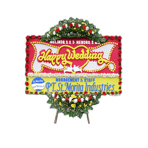 Papan Bunga Murah di Jakarta Barat - Happy Wedding harga 400 ribu