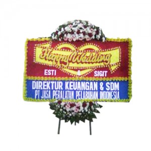 papan bunga happy wedding harga 500 ribu