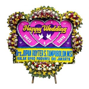 bunga papan ucapan happy wedding harga 1 juta