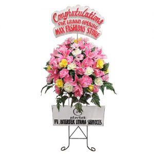 standing flower artificial congratulations for grand opening harga 650 ribu