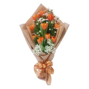 handbouquet buket bunga tulip orange 500 ribu