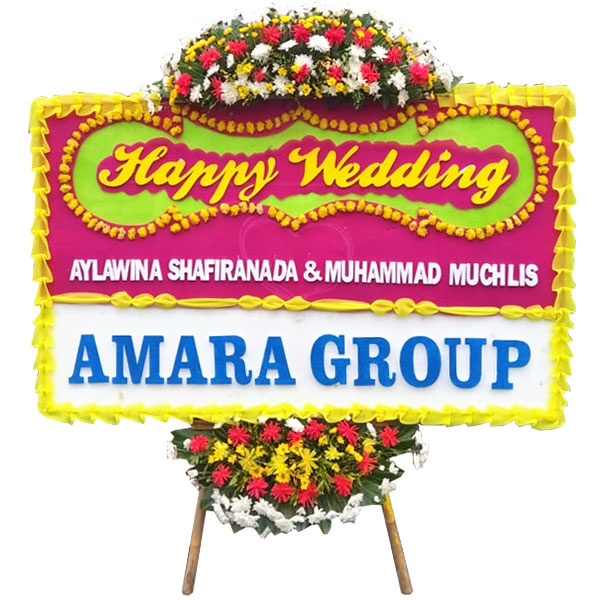 bunga papan happy wedding harga 500 ribu amara group fanta pink
