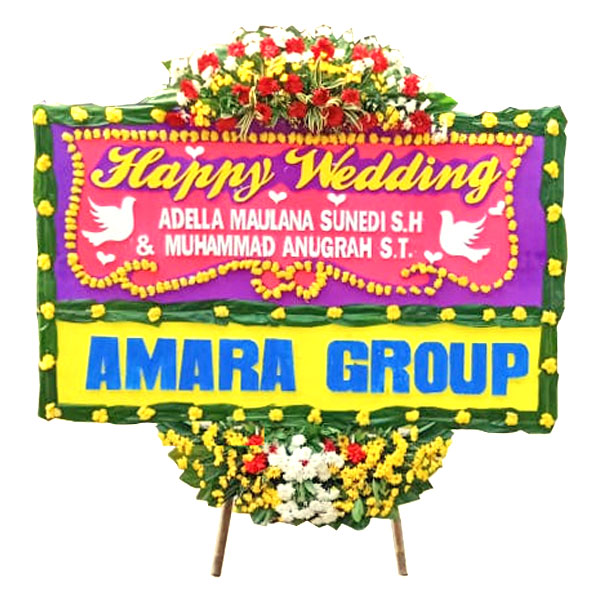bunga papan happy wedding pernikahan harga 500 ribu amara group
