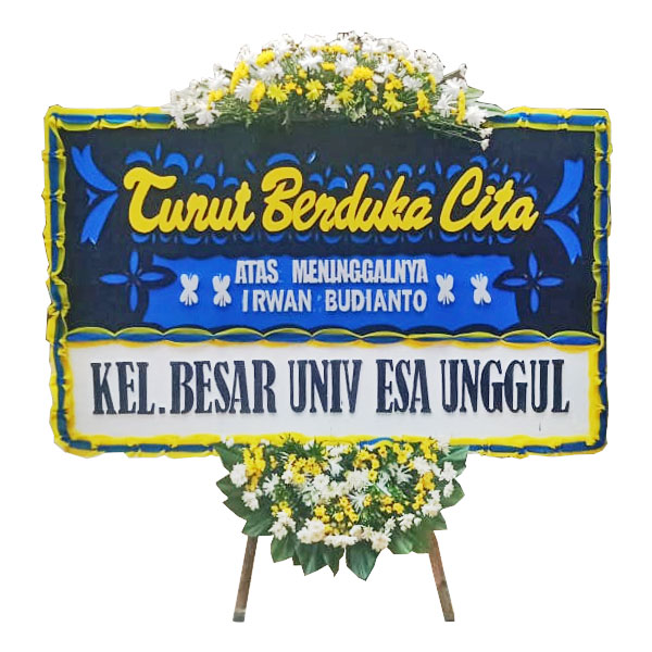 papan bunga turut berduka cita atas meninggalnya harga 500 ribu keluargab esar universitas esa unggul biru kuning