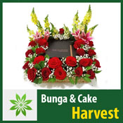 rangkaian bunga dan kue cake birthday ulang tahun harvest link 