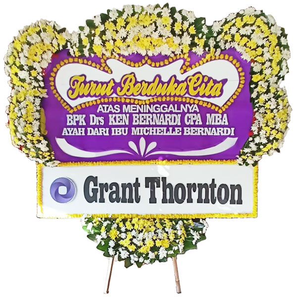 bunga papan turut berduka cita atas meninggalnya bapak ayah dari ibu tema ungu harga 1 juta