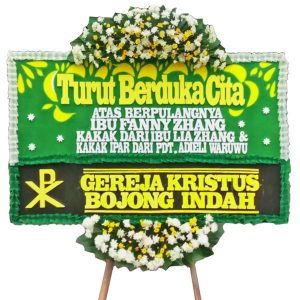 bunga papan jakarta turut berduka cita atas berpulangnya tema hijau gereja bojong indah harga 500 ribu