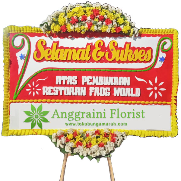 bunga papan murah jakarta selamat dan sukses atas pembukaan restoran frog anggraini florist harga 500 ribu