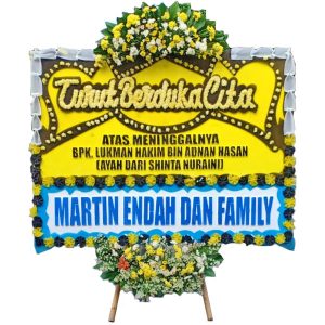 bunga papan murah jakarta turut berduka cita atas meninggalnya bapak ayah dari martin family tema kuning harga 650 ribu