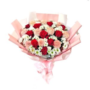 buket bunga carnation pink mawar merah aster harga 450 ribu