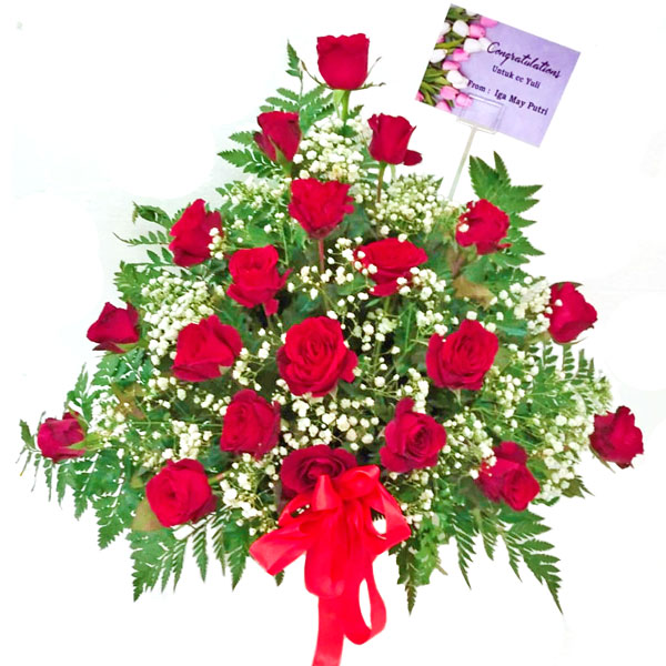 bunga meja murah ucapan congratulations mawar merah harga 390 ribu