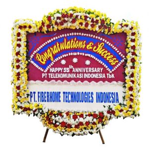 bunga papan ucapan congratulations and success happy anniversary pt telkom fiberhome premium ukuran besar harga 2 jutaan